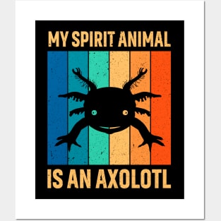 Vintage My Spirit Animal Is An Axolotl Funny Amphibian Lover Retro Posters and Art